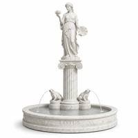 Fontaine d'eau en marbre avec statue de déesse Lotus, feuille de fleur et colonne grenouille pour Plaza, parc, hôtel, jardin, villa, propriété