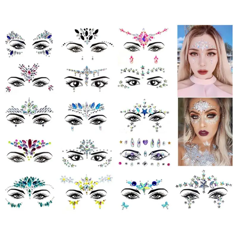 Beauty Festival Face Gem fronte Tattoo Sticker strass Party Decor Gem Eye Sticker per donna ragazza