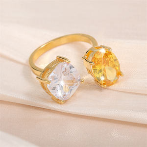 Bague RAKOL RP5434 en zircone cubique, vente chaude, avec ouverture réglable, anneaux jaunes pour filles - Product Image 5