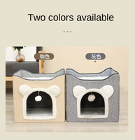Lit pour chat en velours côtelé solide et écologique, pliable, double couche, fermé, avec rembourrage 100% coton, design à pois, utilisable toute l'année