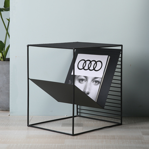 Quảng Trường Wrought Sắt Đen Kim Loại Dây Vuông Nhỏ Cà Phê Bên Bảng Để Lưu Trữ Tạp Chí - Product Image 4