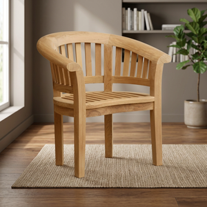 Chaise de salle à manger d'extérieur moderne en bois avec dossier incurvé pour jardin, villa, terrasse - Product Image 2