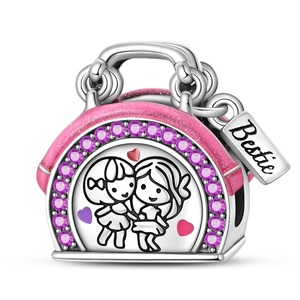 Nuevo Dije Original de Plata de Ley S925 con Diseño de Bolso de Mejores Amigas, Colgante de Amistad para Pulsera DIY, Joyería para Mujer - Product Image 4