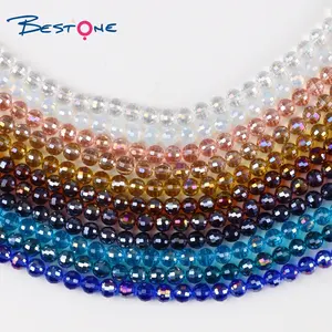 Bestone Wholesale 6mm 8mm 10mm 12mm 14mm AB Color 96 Faceted Round Glass Crystal Loose Beads For Jewelry Making