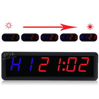 Reloj de pared Digital grande de 15 "para gimnasio, temporizador de entrenamiento de intervalo con barra de progreso de tiempo, cuenta regresiva/cronómetro ascendente