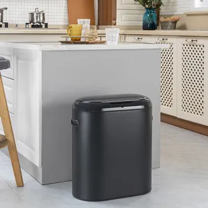 Poubelle de cuisine rectangulaire à capteur en métal poubelle automatique sans contact 13 gallons poubelle intelligente