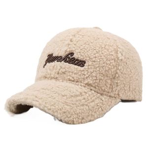 Nueva Gorra de Béisbol de Invierno Unisex de Lana Afelpada Cálida de 6 Paneles con Bordado de Letras, Hebilla Ajustable de Cobre Plateado, Elegante y Curvada para Exteriores - Product Image 1
