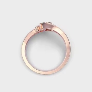 แหวนหมั้นเพชรโมอิสสไตล์ราชวงศ์พร้อมลายดอกไม้แท้18K แหวนทอง18K ลายดอกไม้สองแถวลายดอกไม้ - Product Image 6