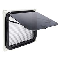 Fenêtre de camping-car avec cadre en alliage d'aluminium et verre acrylique double vitrage, dotée d'un rideau occultant et d'un moustiquaire.