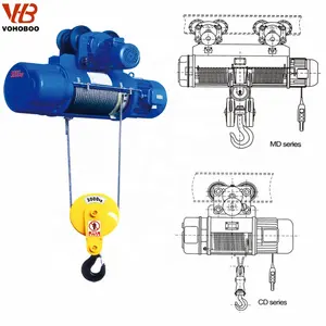 Çerçeve ile yüksek performanslı CD / MD model 0.5t - 20t çelik halatlı elektrik vinç 220-lb tek hat