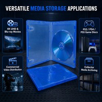 Boîtier Blu-ray simple disque 11 mm en plastique PP bleu transparent avec étui extérieur pour le rangement de films