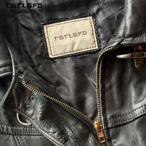 Vestes en <span class=keywords><strong>cuir</strong></span> pour hommes, style motard, avec fermeture éclair personnalisée, boucle de pompier, fermoir à homard, cire noire, <span class=keywords><strong>simili</strong></span> <span class=keywords><strong>cuir</strong></span> - Product Image 5