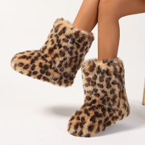 Hiver Femmes Fluffy Faux Fur Boot Femme Plush Warm Snow Boots Leopard hottie Girls Furry Boot Fashion Winter anti slippery Shoes - Product Image 2
