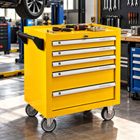 Chariot à outils de réparation automobile, chariot à outils professionnel, armoire de rangement roulante avec 5 tiroirs multiples pour garage et atelier