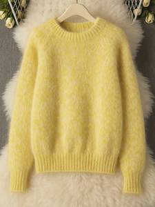 Suéter de cuello redondo suave con doble botonadura de Color sólido para niñas, Jersey de punto suave de manga larga, estilo informal para primavera y otoño - Product Image 2