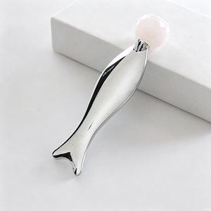 Varita de Masaje Facial de Aleación de Zinc con Forma de Sirena y Rodillo de Cuarzo Rosa, Doble Función y Aplicador de Suero para Ojos, para Masaje Facial - Product Image 6