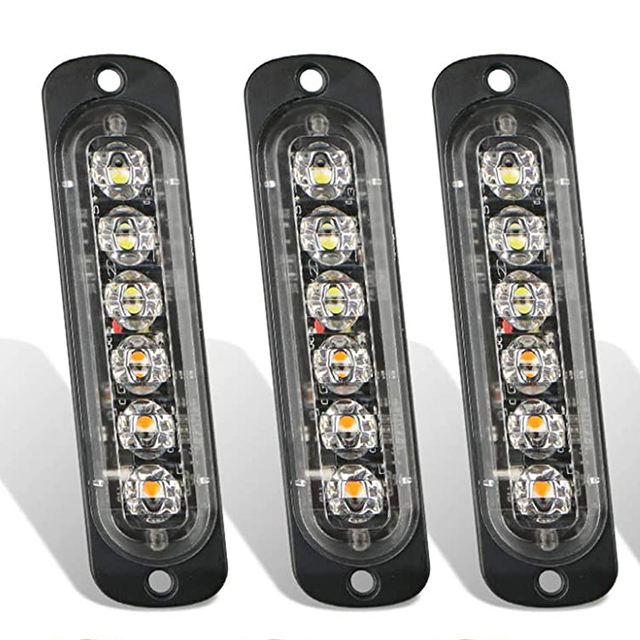 12V -24V Beacon Warning Hazard Flash Strobe Lights Bar Vehicles Trucks Emergency Strobe Lights Kit LED Amber Strobe Lights