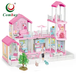 Куклы вилла дети Розовые девочки подарок мебель игрушка Сделай Сам Кукольный дом