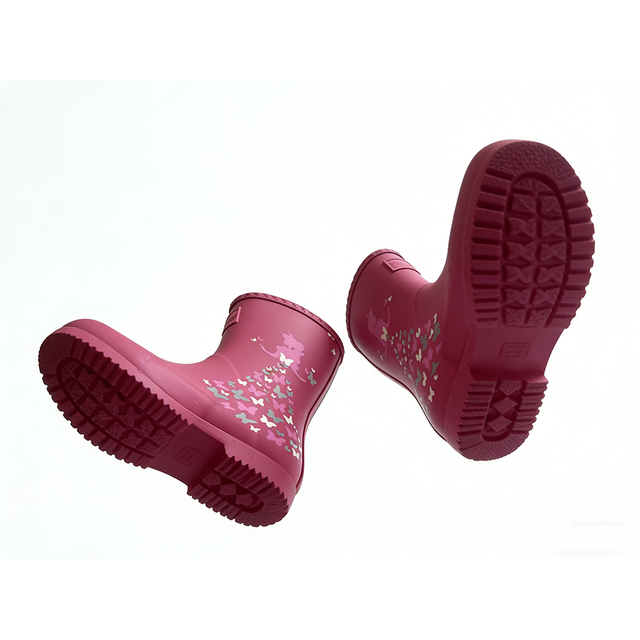 Lovely Butterfly Princess Kids Rubber Rain Boots, Waterproof Boots for Girls Daily Rain Protection