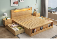Muebles para el Hogar, Habitación o Villa, Novedad, Estilo Nórdico Simple, Venta Directa de Fábrica, Cama King Size de Madera Maciza de Lujo con Cajones de Almacenamiento