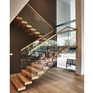 Modern floating staircase u shape floating stairs kit