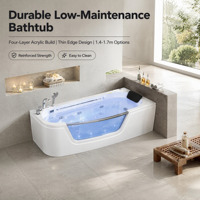 Baignoire à immersion en acrylique moderne, durable et nécessitant peu d'entretien, avec robinet chromé et douchette extractible pour salles de bain résidentielles et hôtelières aux États-Unis