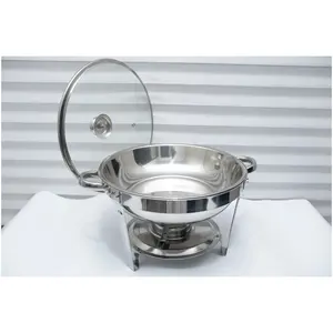 Factory Wholesale Stainless Steel Alcohol Heating Soup Pot Buffet Iron Holder Chafing Dish Simple Round Alcohol Stove Catering