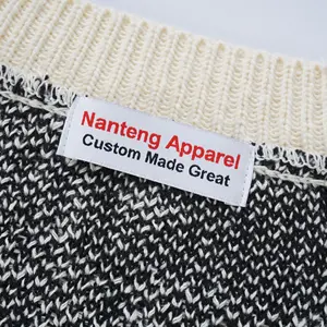 Nanteng Custom Fashion Hot Sale V-Neck Long Sleeves Vintage Totem Jacquard Knit Men's Cardigan Sweater