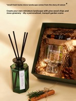 Diffuseurs à bâtonnets sans flamme faits main, sans alcool, thème Forêt de mousse et bois de pin, parfum longue durée 90-120 jours, aromathérapie pour l'air ambiant