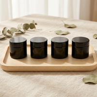 Pot en verre noir anti-UV, récipient de stockage en verre opaque noir avec couvercle hermétique pour crème cosmétique, herbes, épices, fleurs, thé