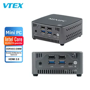 Vtex Mini 8Gb 256Gb Mini Pc Wins11 Pro Ddr4 Desktop Computer 2 2.5G Network Cards Mini Pc For Digital Signage Bank School