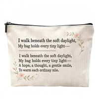 Pochette en toile de coton durable avec logo personnalisé imprimé en couleur, idéale pour la Fête des Mères, les anniversaires, ou comme trousse de maquillage avec fermeture éclair