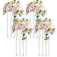 Vase Colonne Géométrique Transparent Moderne pour Décoration de Centre de Table de Mariage, Fête d'Anniversaire ou Repas