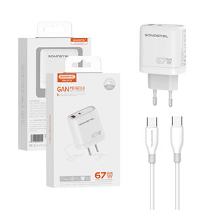 Chargeur rapide double port 67W GAN OEM US/UE, compatible PD QC3.0, pour téléphones Android - Product Image 5