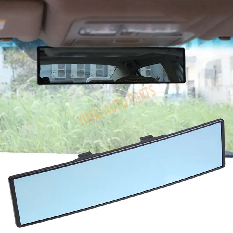 Miroir grand angle incurvé Ultra-mince HD miroir convexe bleu incurvé Anti-éblouissement réduit l'angle mort de conduite pour voiture