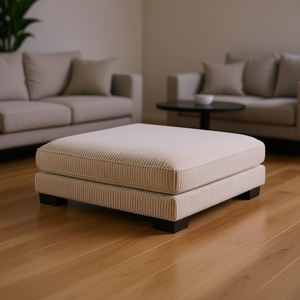 Sgabello Modulare Moderno in Velluto a Coste Beige con Rivestimento in Peluche per Soggiorno - Product Image 2