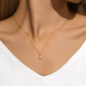 สร้อยคอเงินแท้ 925 รูปดาวสี่แฉกสวยงาม ดีไซน์สองชั้น ใช้ได้หลากหลายแบบ - Product Image 6