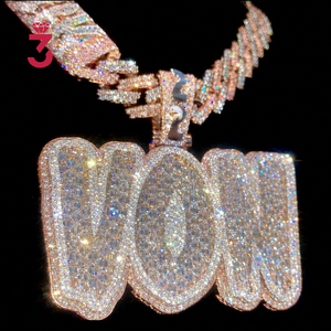 Hip Hop Jewelry <strong>Mens</strong> Iced Out Custom Letter <strong>Pendant</strong> 925 Sterling <strong>Silver</strong> VVS Moissanite Diamond Number Name Necklace <strong>Pendant</strong> - Product Image 2