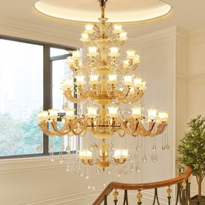 Zèle éclairage or grande villa hôtel hall décoratif luxe empire français lustre en cristal pour salon - Product Image 1