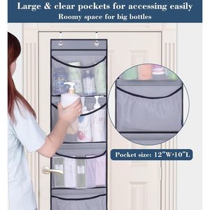Organizador de Armario Colgante Sobre la Puerta, Almacenamiento con 5 Bolsillos, Tela Gris, Para Dormitorio, Baño, Productos para Bebés, Organización - Product Image 5