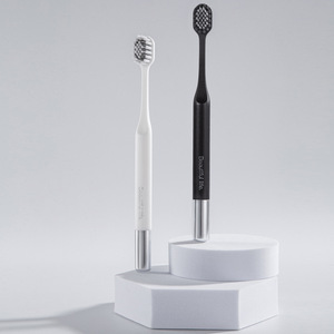Soft Bristle <b>Toothbrush</b> Manual High Quality Adult Use Silver Plated Bamboo Charcoal Wide <b>Head</b> Model 707 - Product Image 1