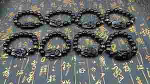Bracelet en Obsidienne Chinoise 10mm, Bracelet en Obsidienne Noire, Breloques Zodiaque Chinois, Dieu, Bouddha, Protecteur, Bracelet en Cristal pour Hommes - Product Image 6