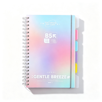 Carnet spirale B5, 124 feuilles, 80 g/m², couverture PP, séparateurs à sangle, dégradé holographique, 4 motifs, papeterie étudiante, vente en gros