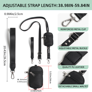 Dây đeo điện thoại <span class=keywords><strong>Clip</strong></span> and Go có túi kéo khóa - Dây đeo chéo thời trang có thể điều chỉnh với ví da dành cho mọi loại điện thoại - Product Image 2