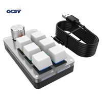 Teclado Mecánico USB Mini Personalizable con 6 Teclas y 1 Perilla RGB para Macros y Juegos, Ideal para Photoshop