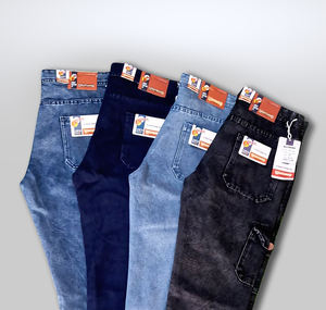 Jeans en denim uni tissé à fils teints pour homme, style baggy, design multi-poches, 4 options de couleurs, style de vêtements de travail extensible, vente en gros OEM&ODM - Product Image 4