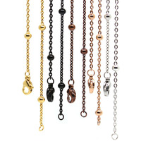 Collier de station de boule de perle d'acier inoxydable superposition réglable de chaîne de tour de cou des résultats de bijoux