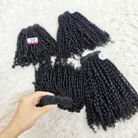 Promotion $16 Letsfly 11A Cheveux vierges bruts bouclés Pixie 100% naturels Extensions de cheveux humains 10-18 pouces Double Drawn Lots complets de mèches
