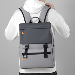 Laptop <b>Backpack</b> <b>Large</b> Capacity 15.6 Inches Business Travel Men's Casual Gray Solid Color Shoulder Bag - Product Image 5