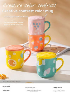 Afternoon <b>Tea</b> Contrast Color Mug with Cover Niche High Sense Girl Home Ceramic <b>Cup</b> Gift Office Coffee <b>Cup</b> - Product Image 2